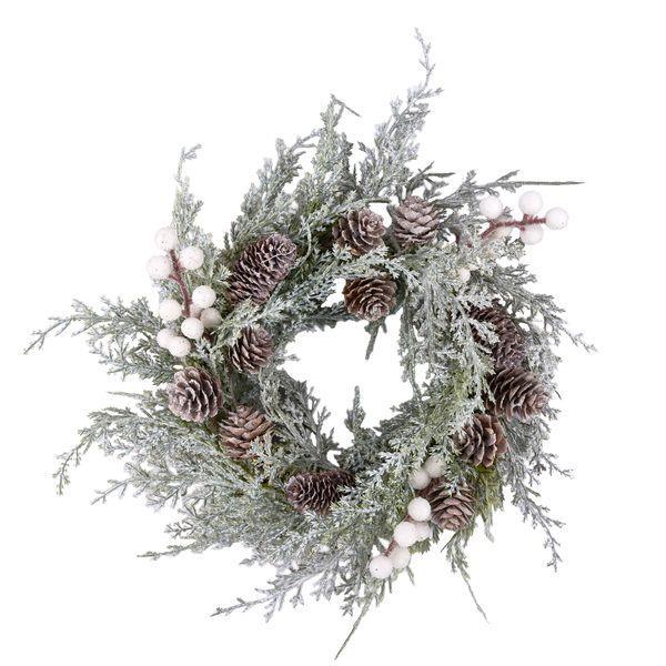 10"DIA Cedar/Berry/Cone Candy Wreath