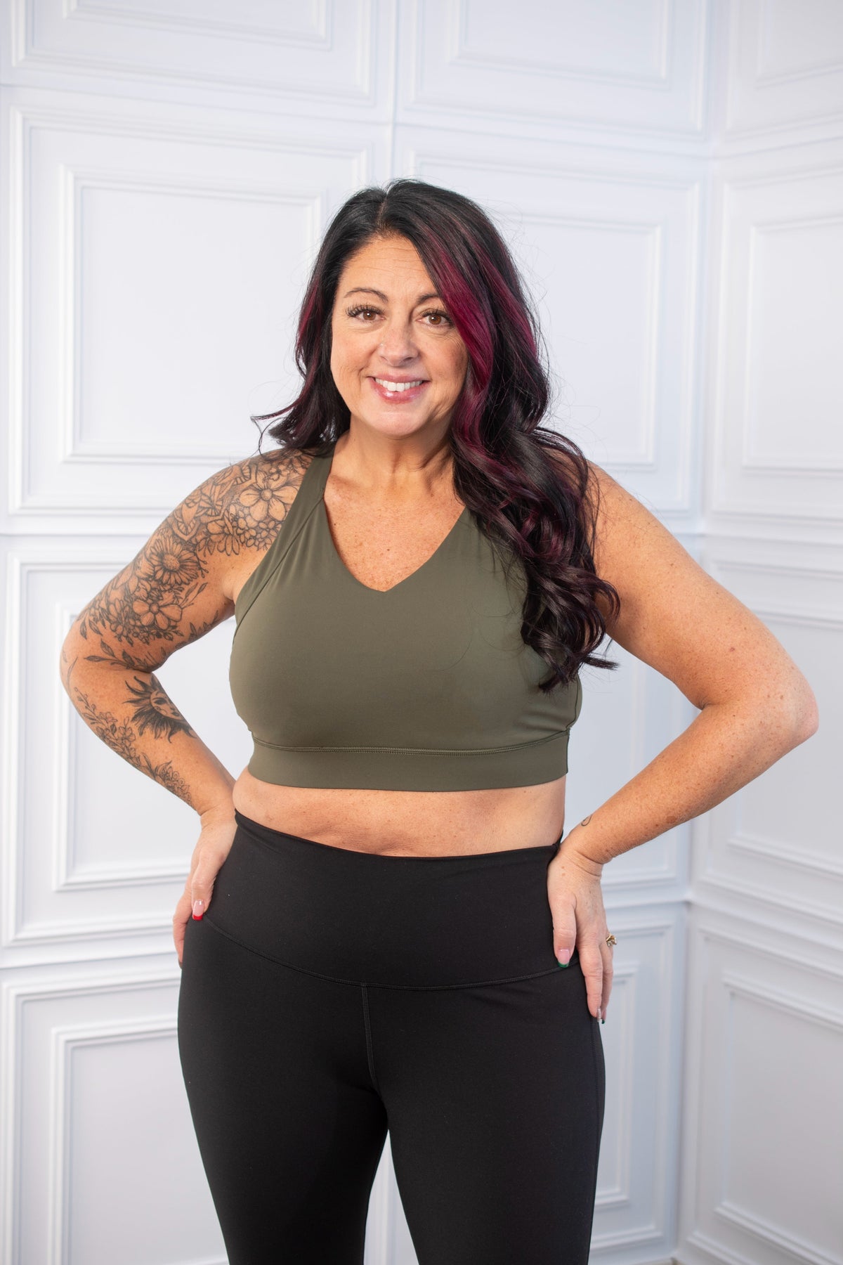 Happy Days Ahead Sports Bra in Army Green