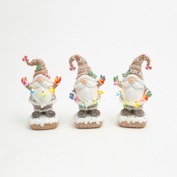 9.06"H B/O Resin Christmas Gingerbread Gnome Light - Multiple Designs