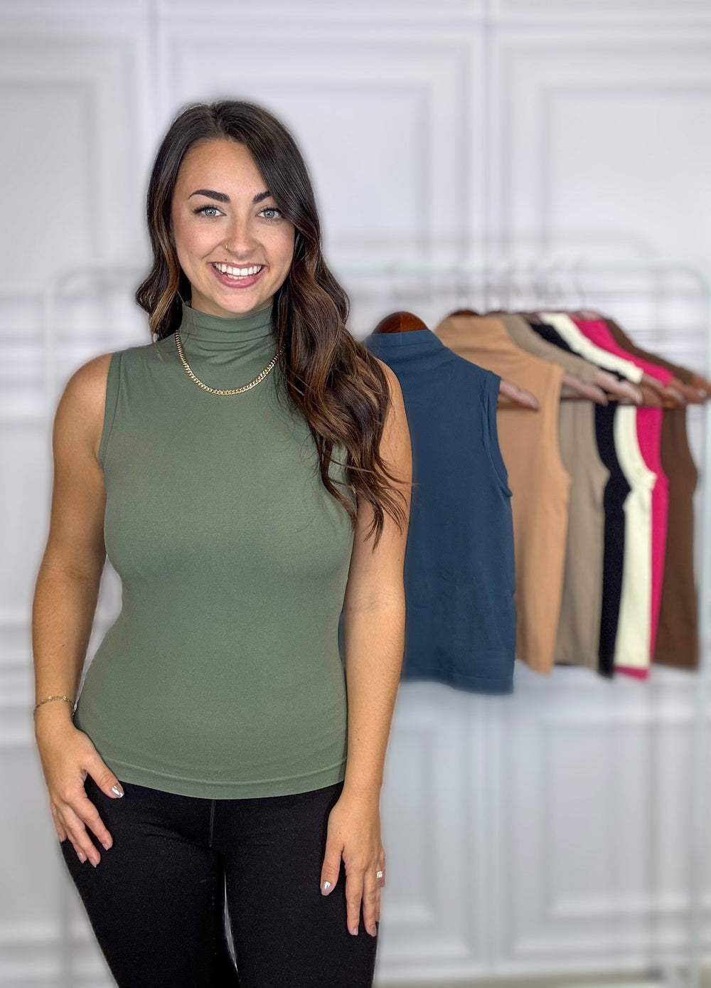 Mock Neck Sleeveless Tank - Multiple Colors