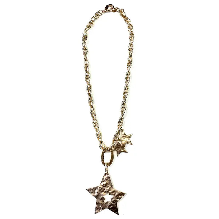 Chain Necklace W/Asymmetric Stars Dangles