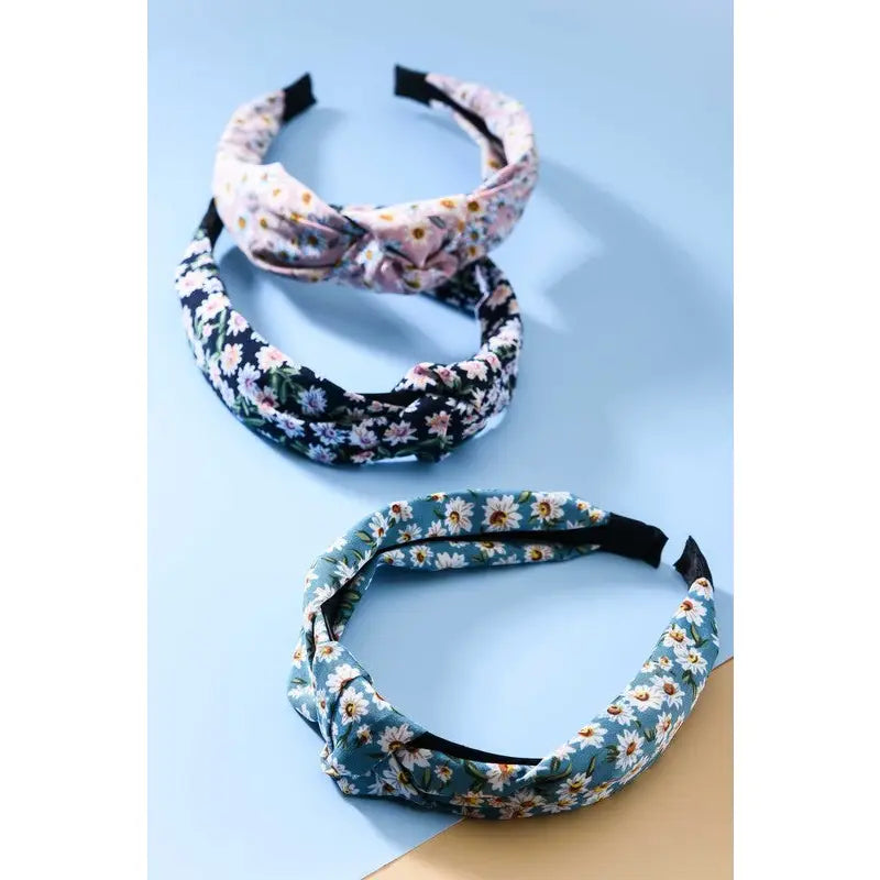 Flower Print Knotted Head Band - Multiple Colors