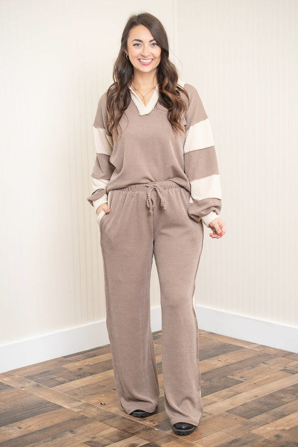 Keeping It Cas' Urban Ribbed Pants - Coco