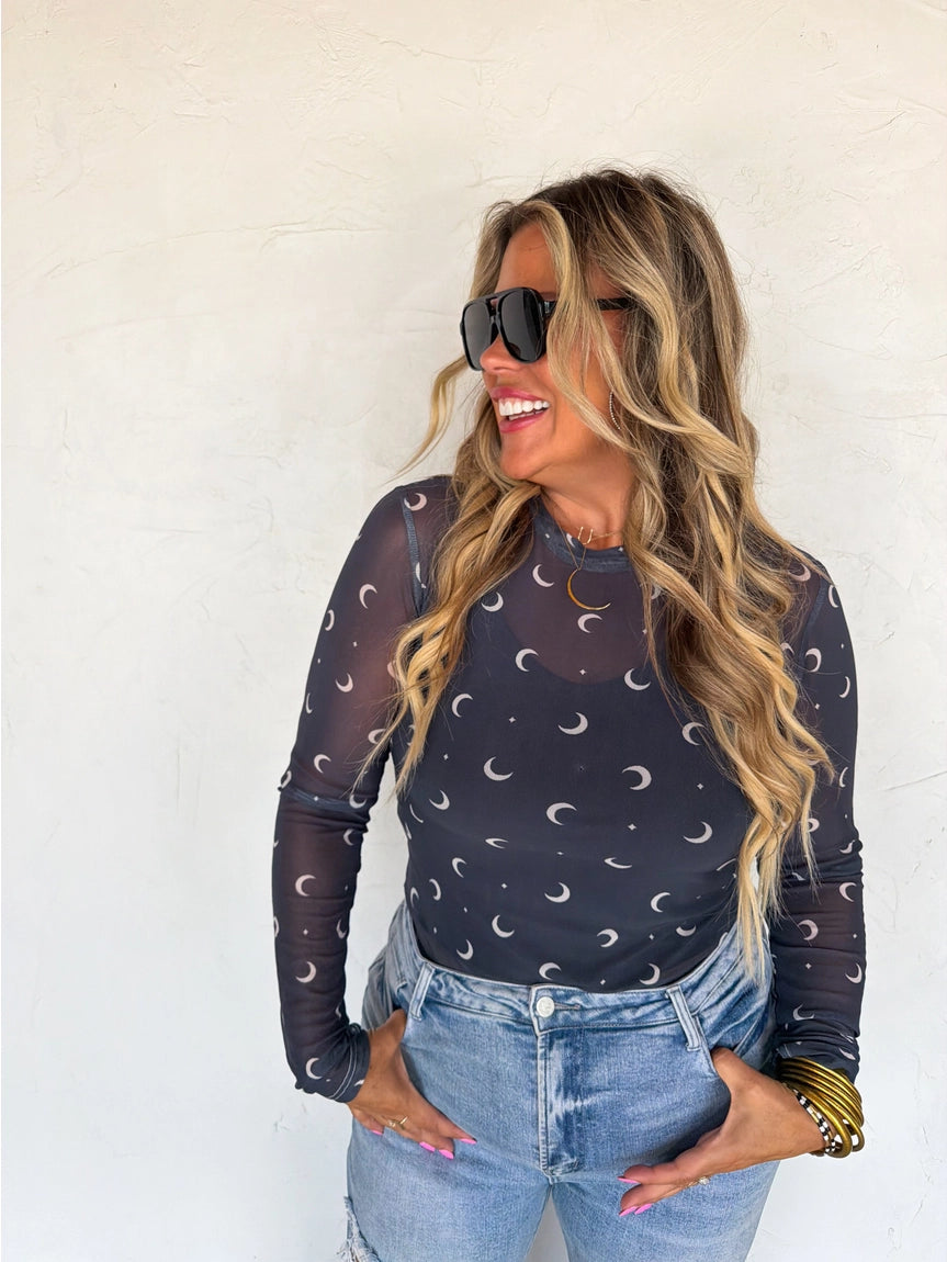 Midnight Magic Mesh Top - Moon