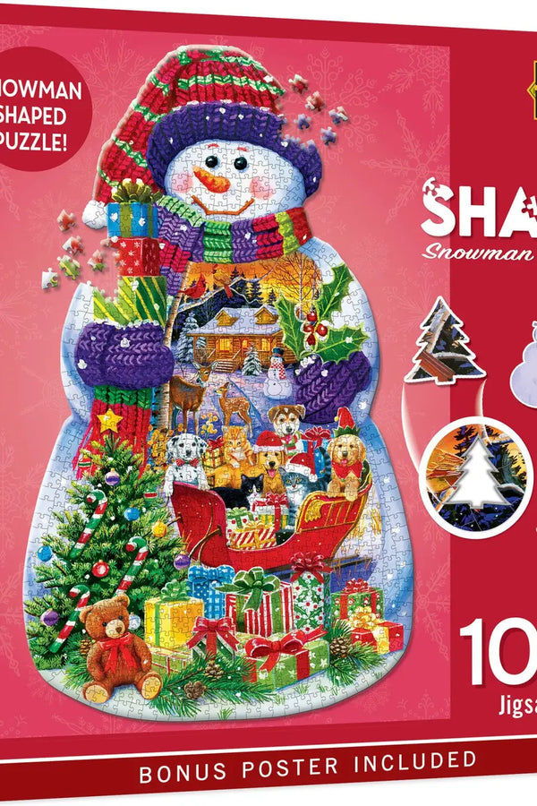Contours - Snowman Spectacle Shaped 1000 Piece Jigsaw puzzle