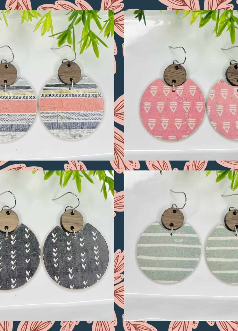 Spring Boho Leather Earrings - Multiple Prints