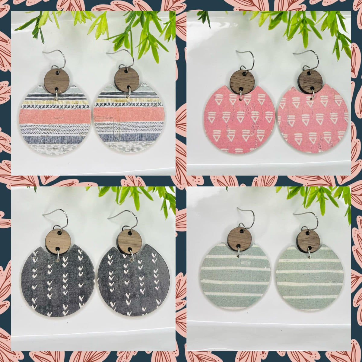 Spring Boho Leather Earrings - Multiple Prints