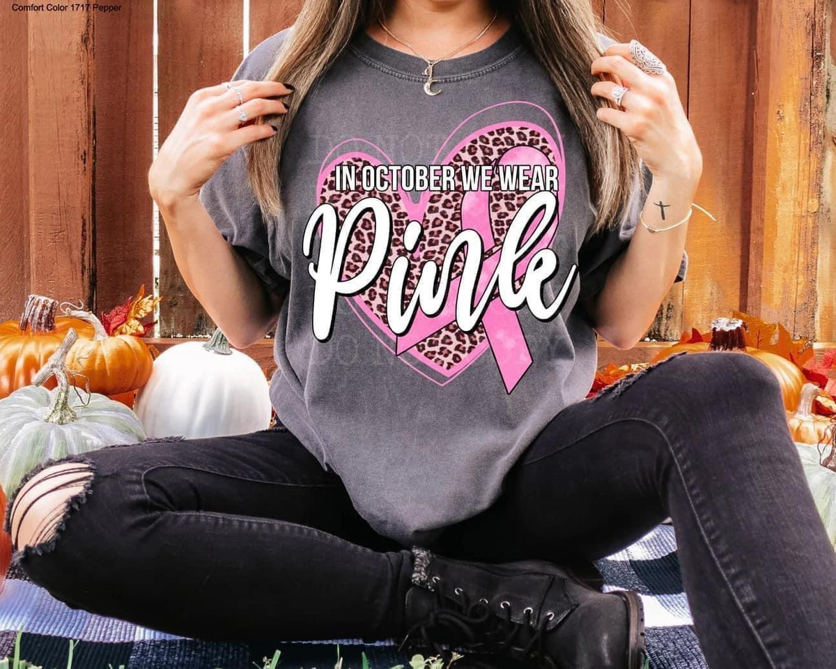 October We Wear Pink Leopard Heart