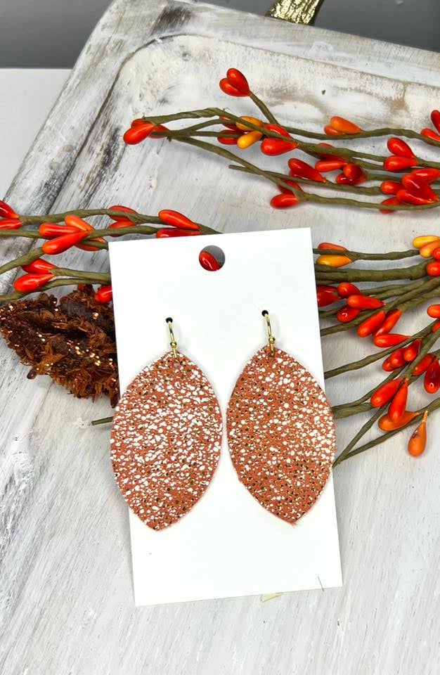 Pumpkin Shimmer Leather Earrings