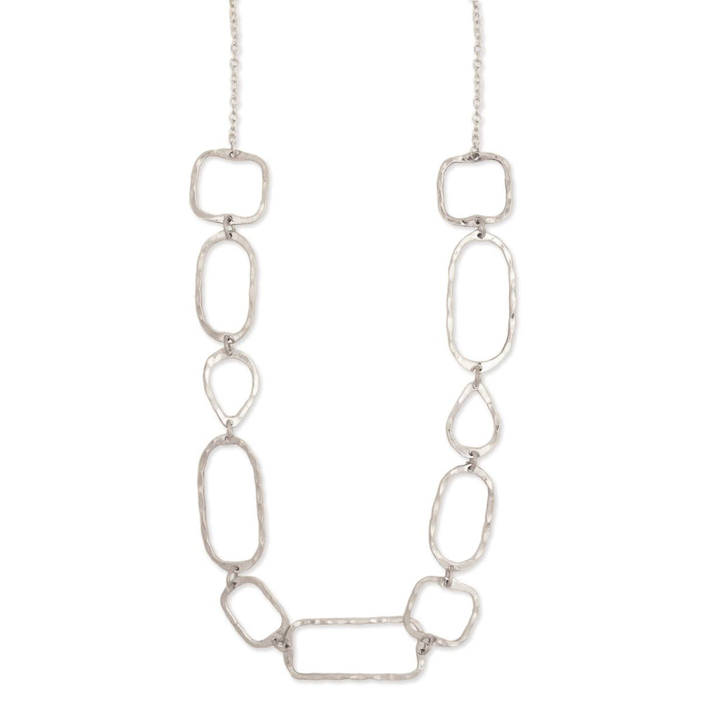 Silver Hammered Geometric Shapes Necklace