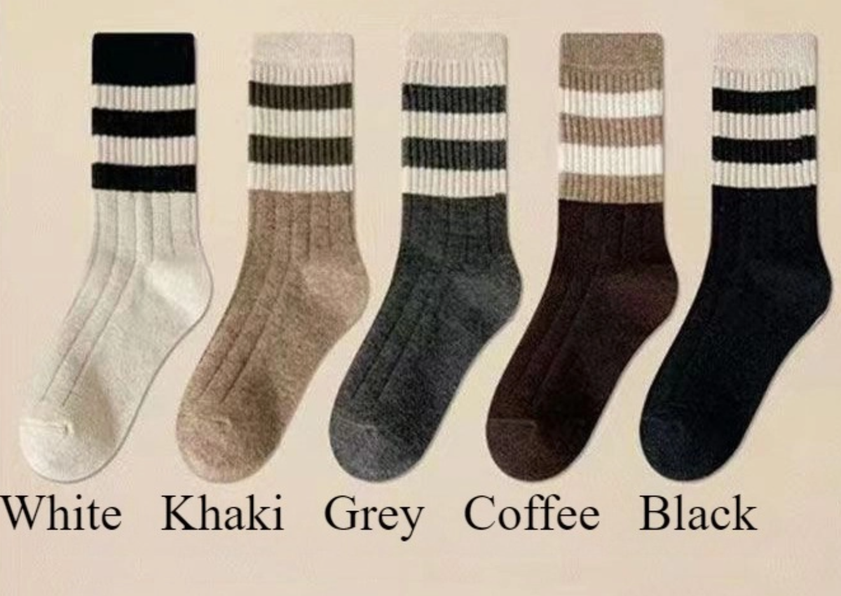 Rib Knit Color Block Stripe Socks