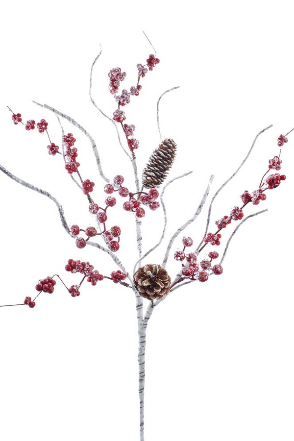 27" Birch Berry Branch W/Pinecone