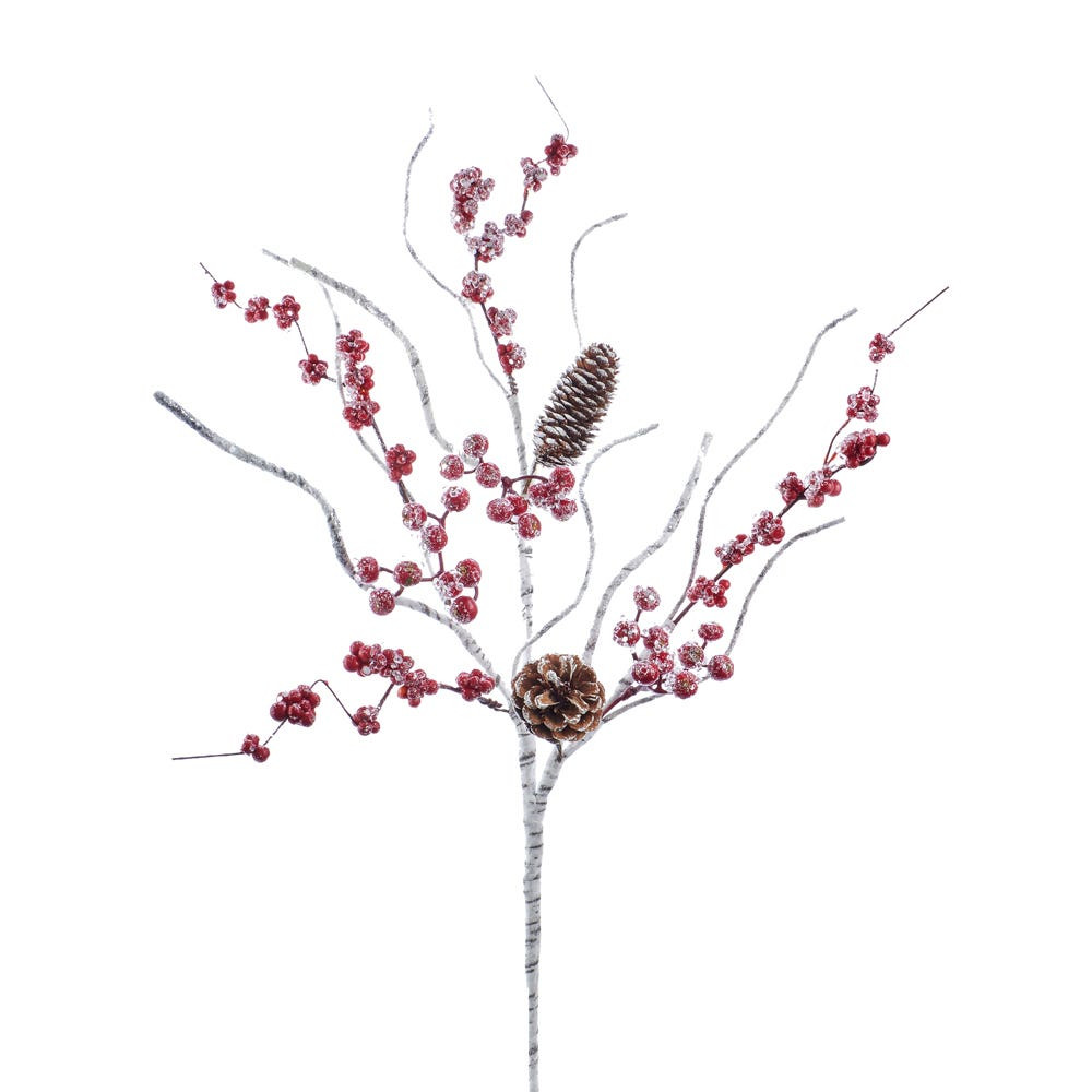 27" Birch Berry Branch W/Pinecone