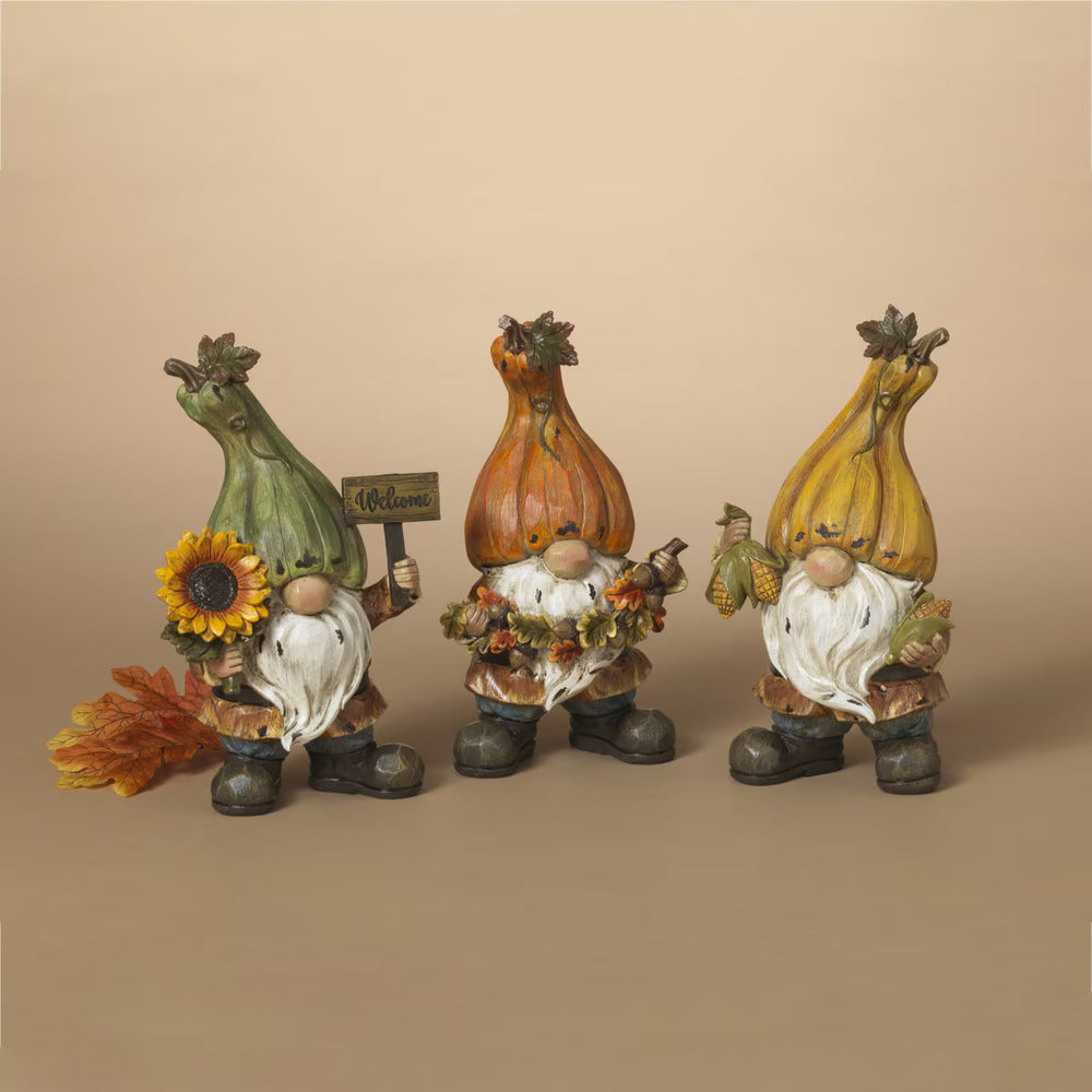 9.06"H Resin Harvest Gnomes