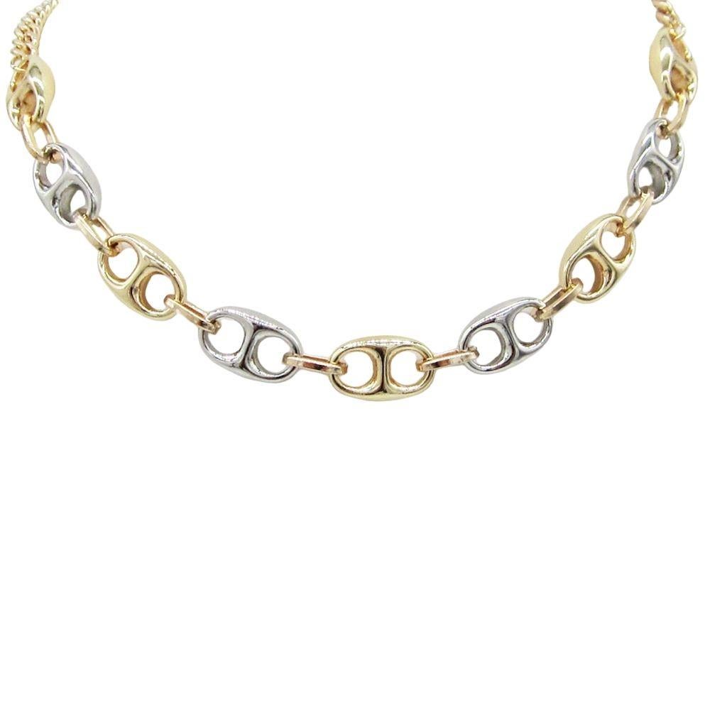 Metal Link Two Tone Chain Necklace