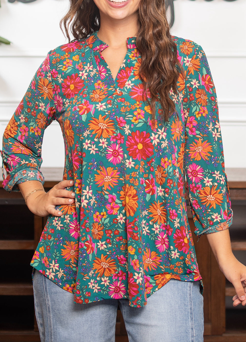 Dear Scarlett Classic Lizzy- Green Floral *Final Sale*