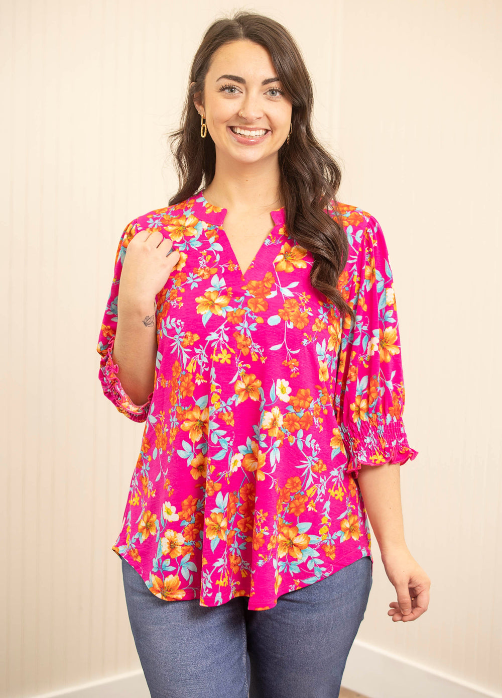 Dear Scarlett Not Asking Twice Smocked Lizzy Top - Hot Pink