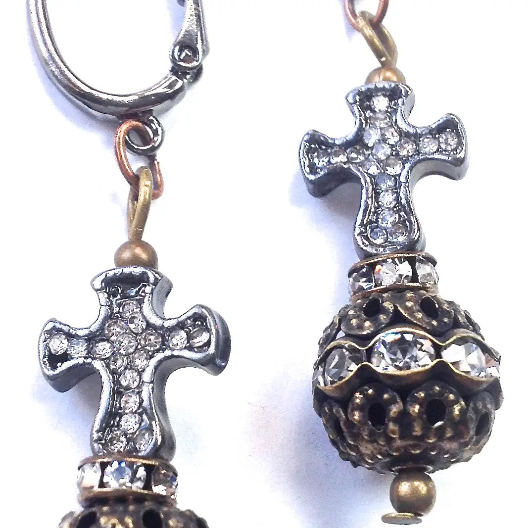 Lost & Found Rhinestone Cross Dangle Earrings