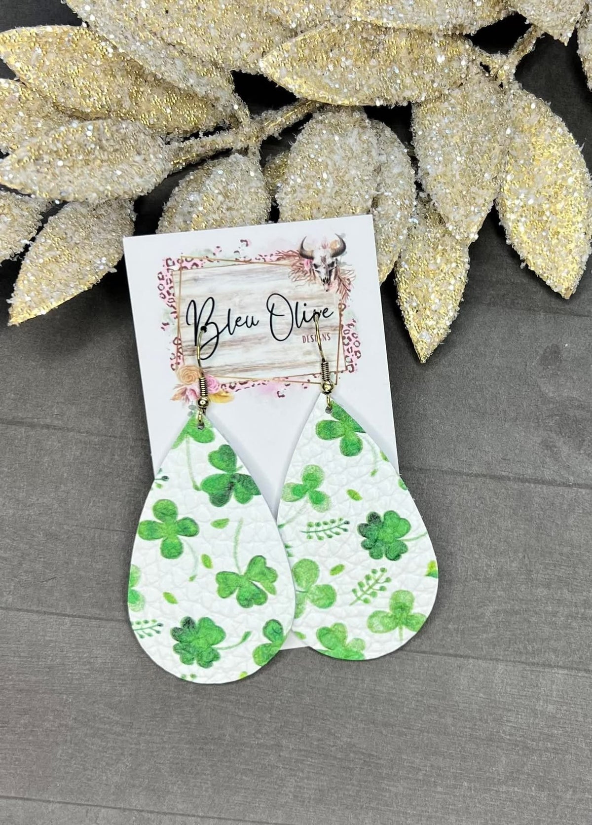 Lucky Shamrocks Leather Earrings