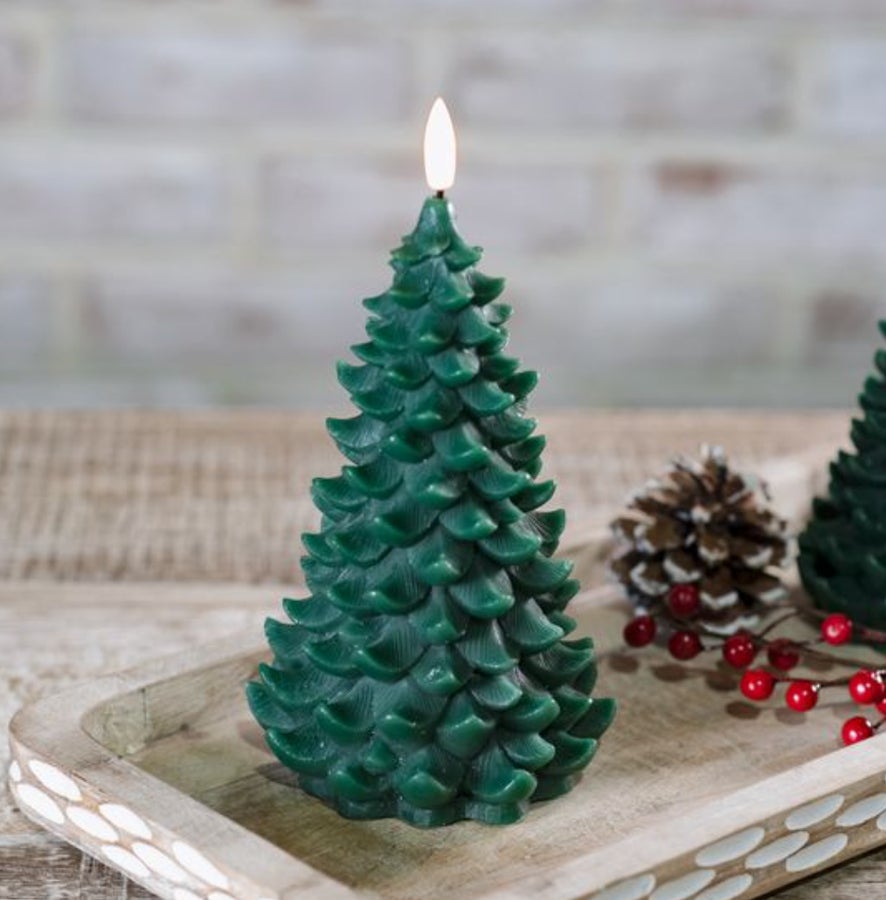 6" Green LED Wax Tree Candle