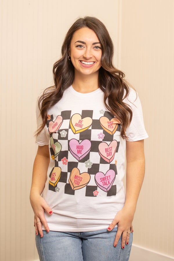Talk About It All Conversation Hearts Top - White *Final Sale*