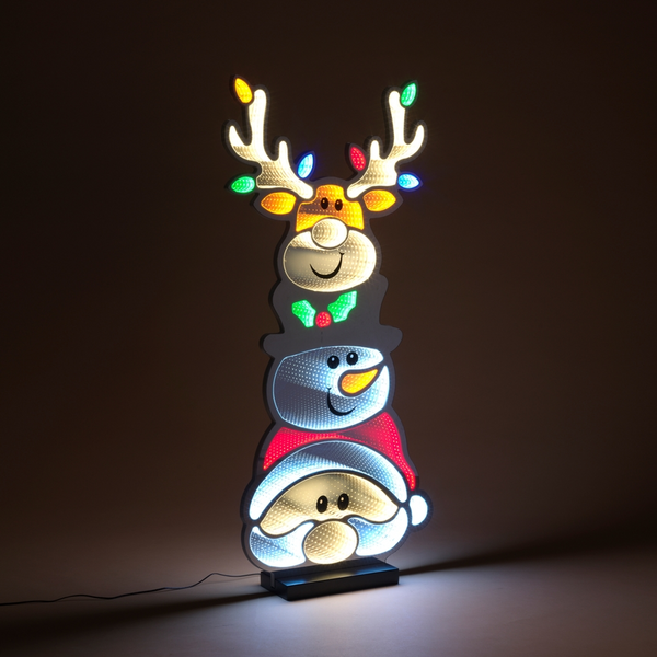 39"H UL Electric Christmas Reindeer Infinity Mirror Light W/ Wood Base