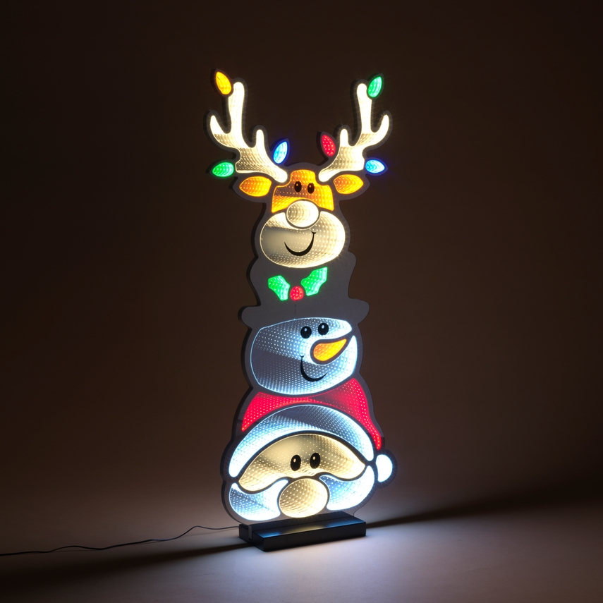 39"H UL Electric Christmas Reindeer Infinity Mirror Light W/ Wood Base
