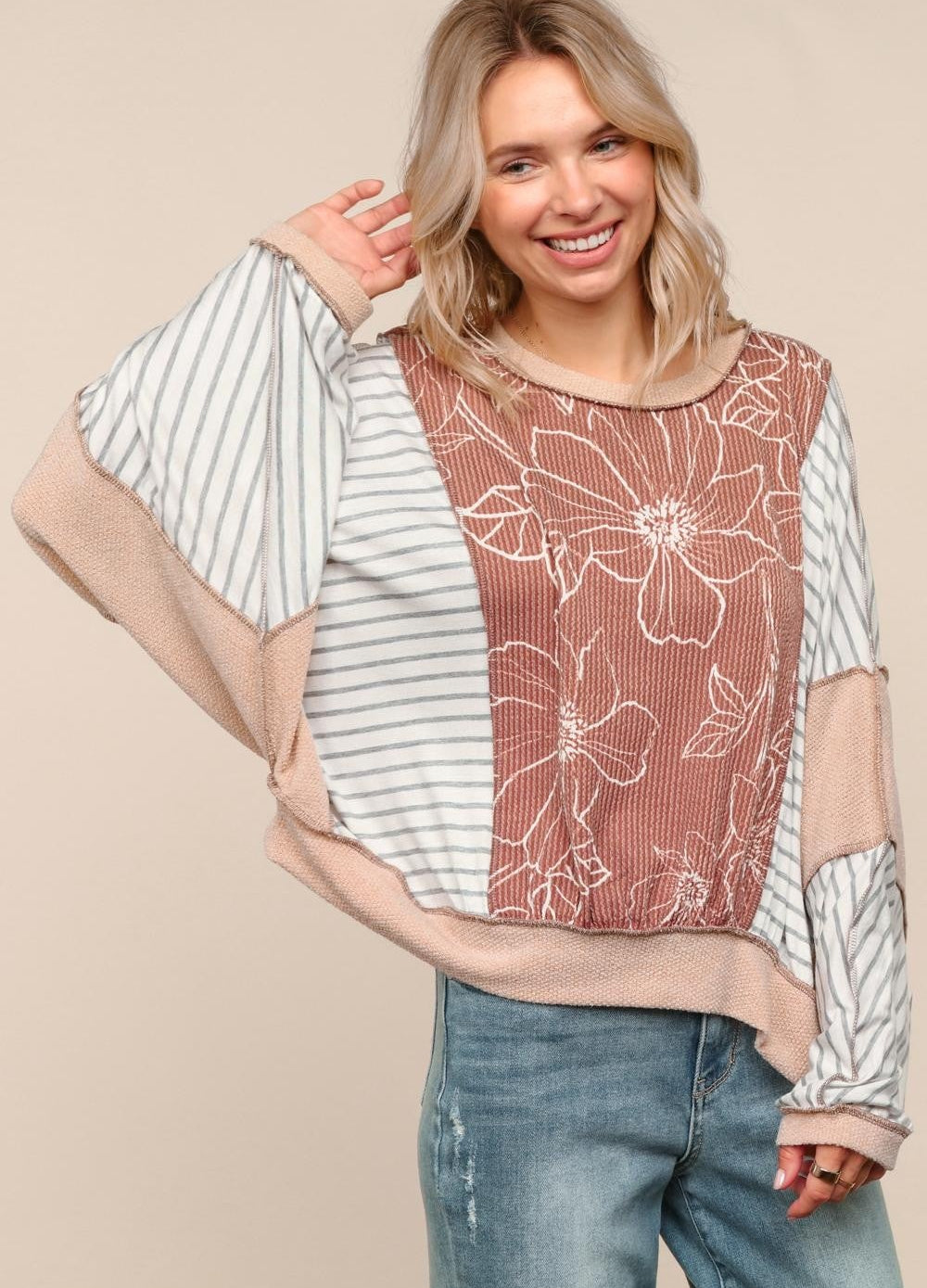 Bloom & Stripe Pullover