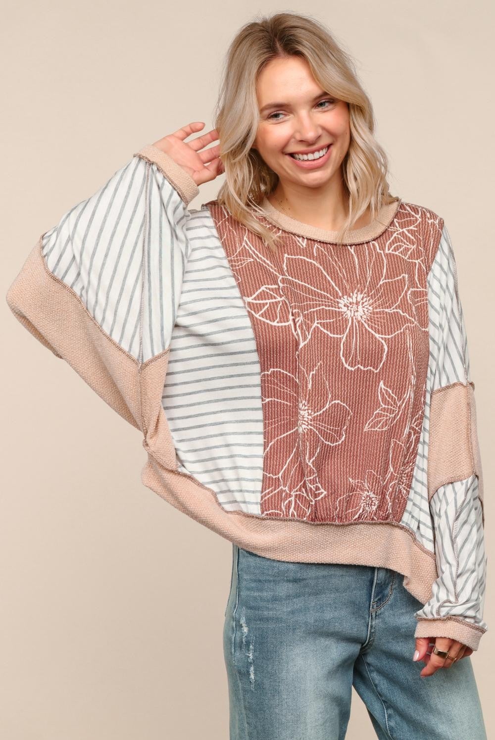 Bloom & Stripe Pullover
