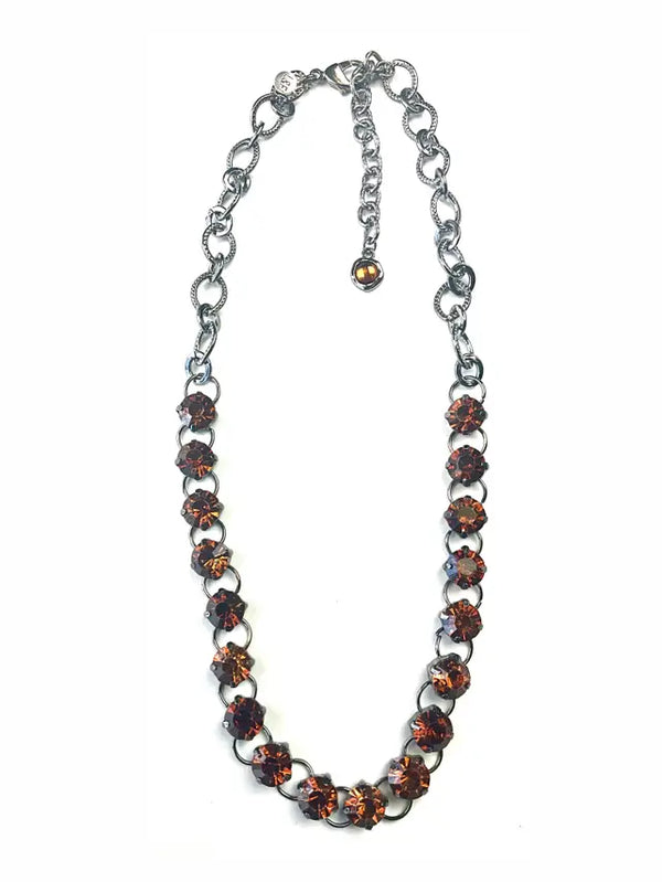 Bold Rhinestone Chain / Smoked Topaz Necklace