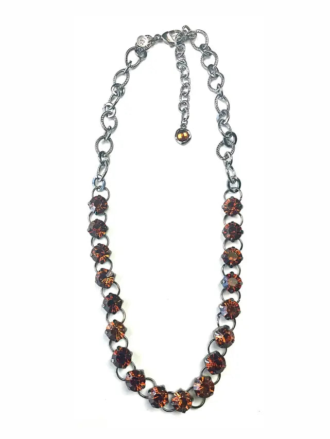 Bold Rhinestone Chain / Smoked Topaz Necklace