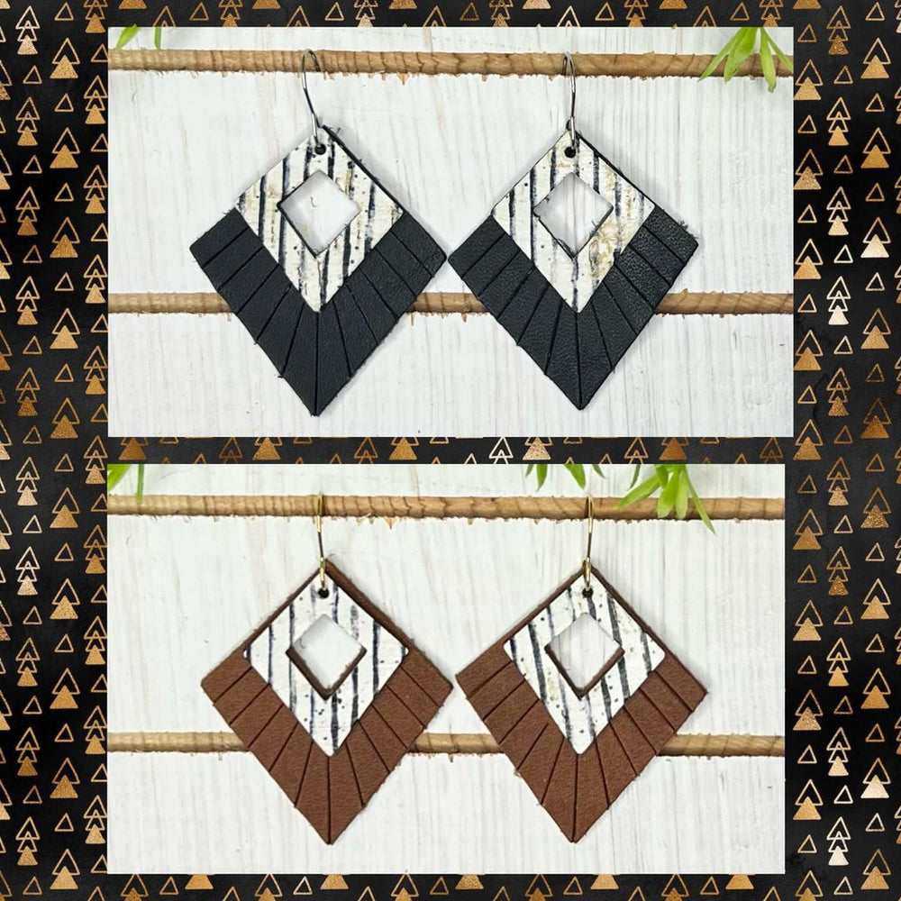 Fringe & Stripes Boho Leather Earrings- 2 Colors!