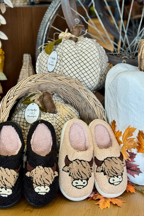 Highland Cow Slippers - 2 Colors *Final Sale*