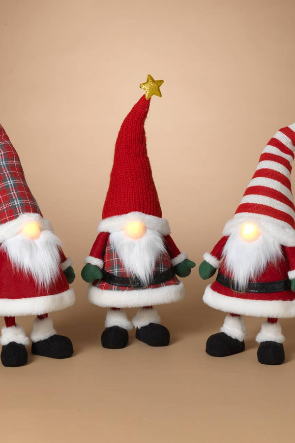 22.83"H B/O Lighted Bobbling Plush Holiday Gnome - Multiple Designs