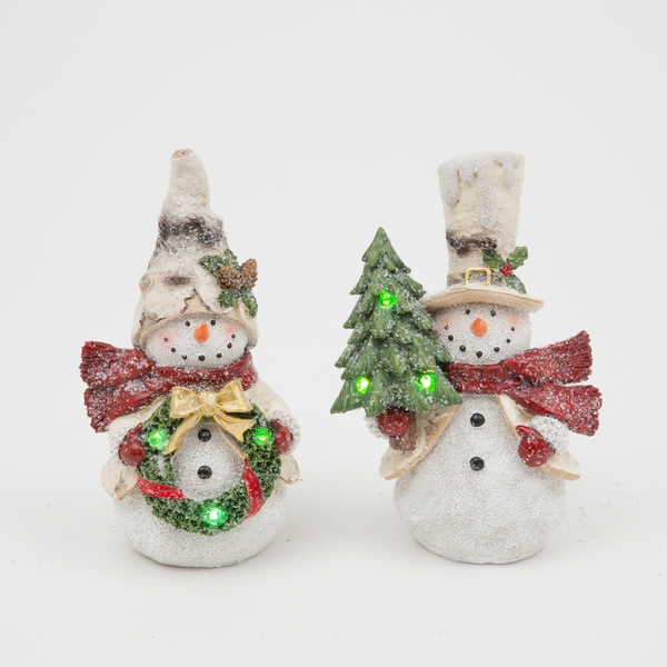 7.8"H B/O Resin Christmas Snowman Light W/ Time - Multiple Designs
