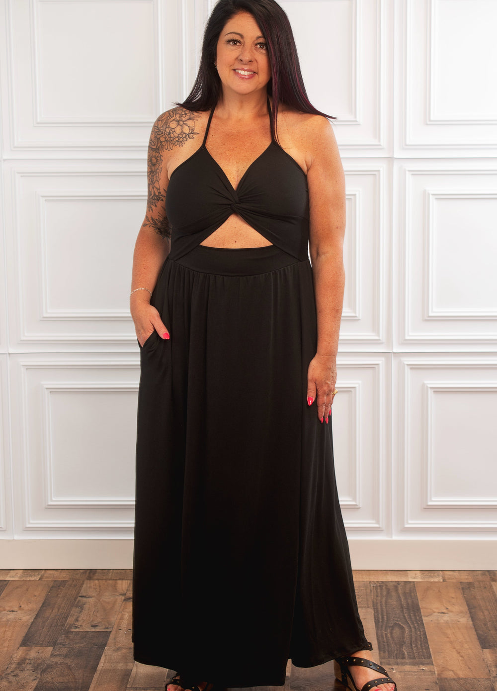 Knotted Tank Dress- Black