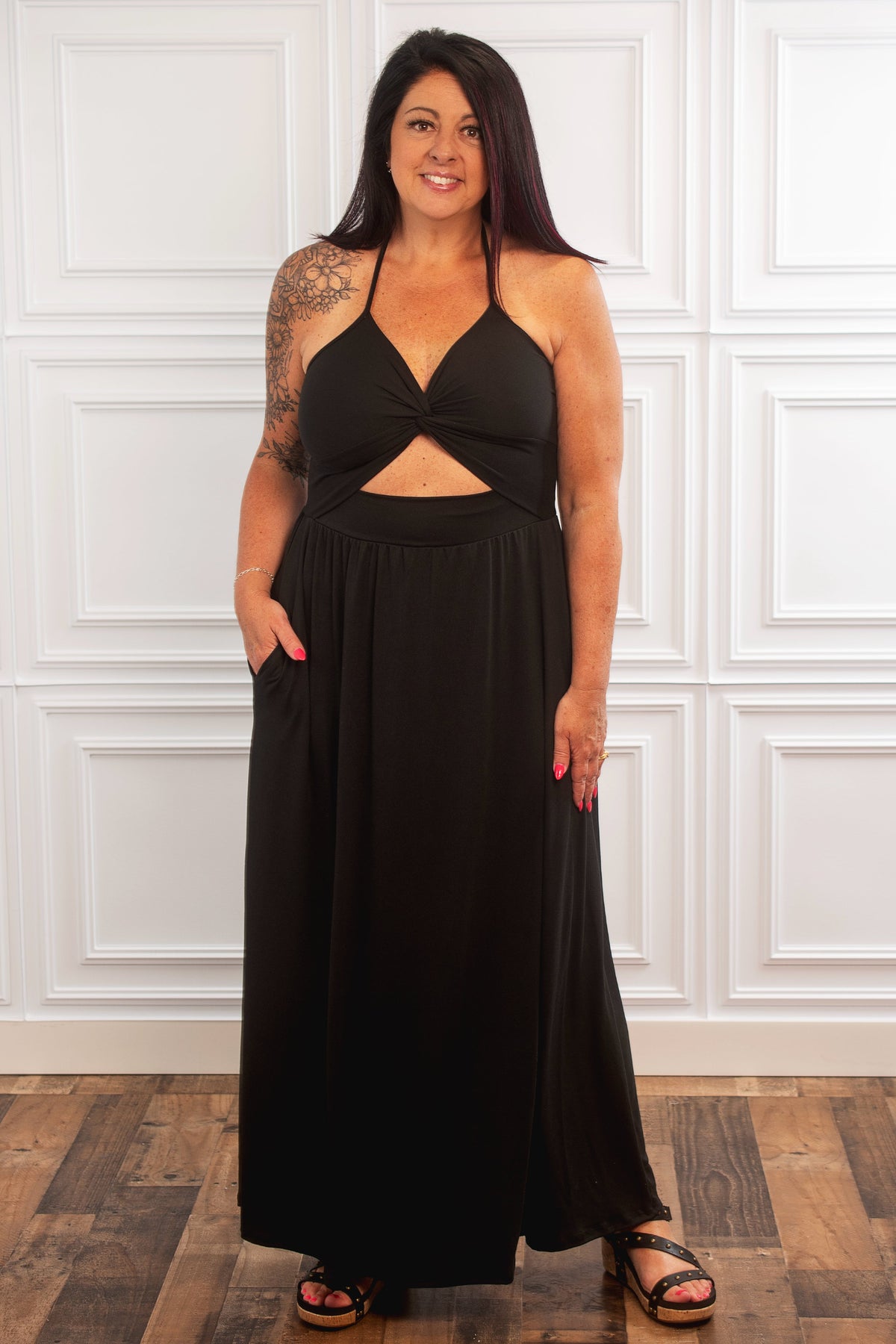 Knotted Tank Dress- Black