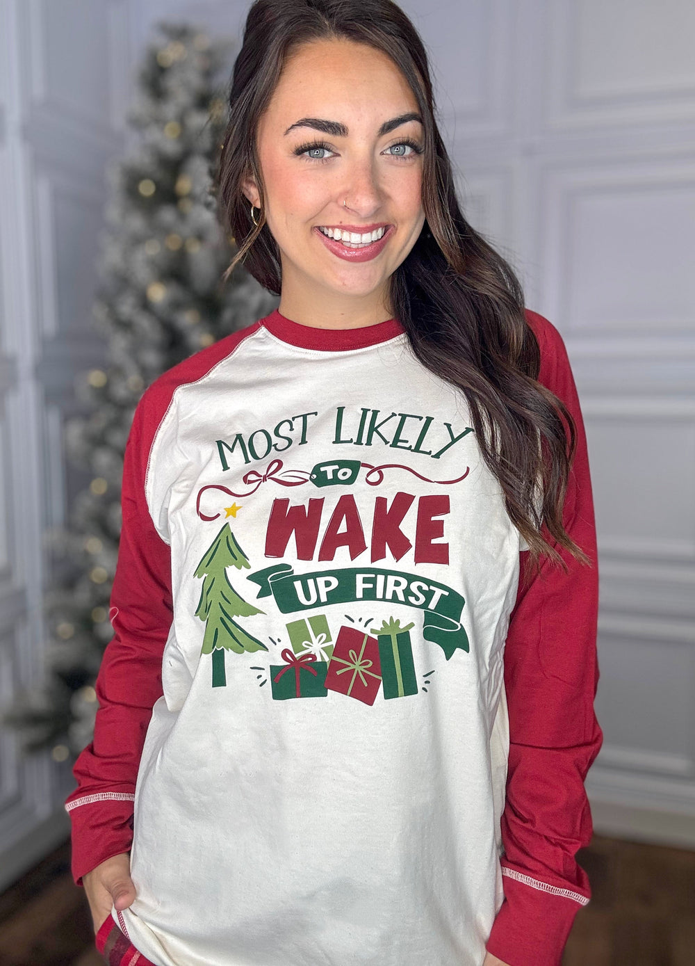 Most Likely To Wake Up First Long Sleeve Pajama Tee *Final Sale*