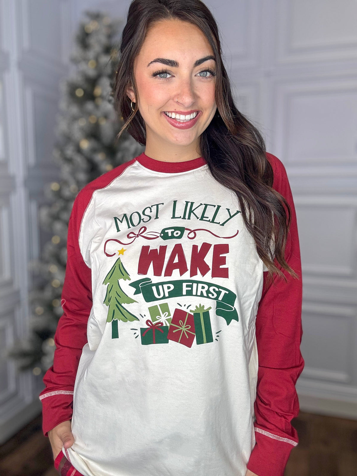 Most Likely To Wake Up First Long Sleeve Pajama Tee *Final Sale*