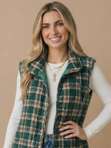 Cozy Up With Me Vest - Hunter Green