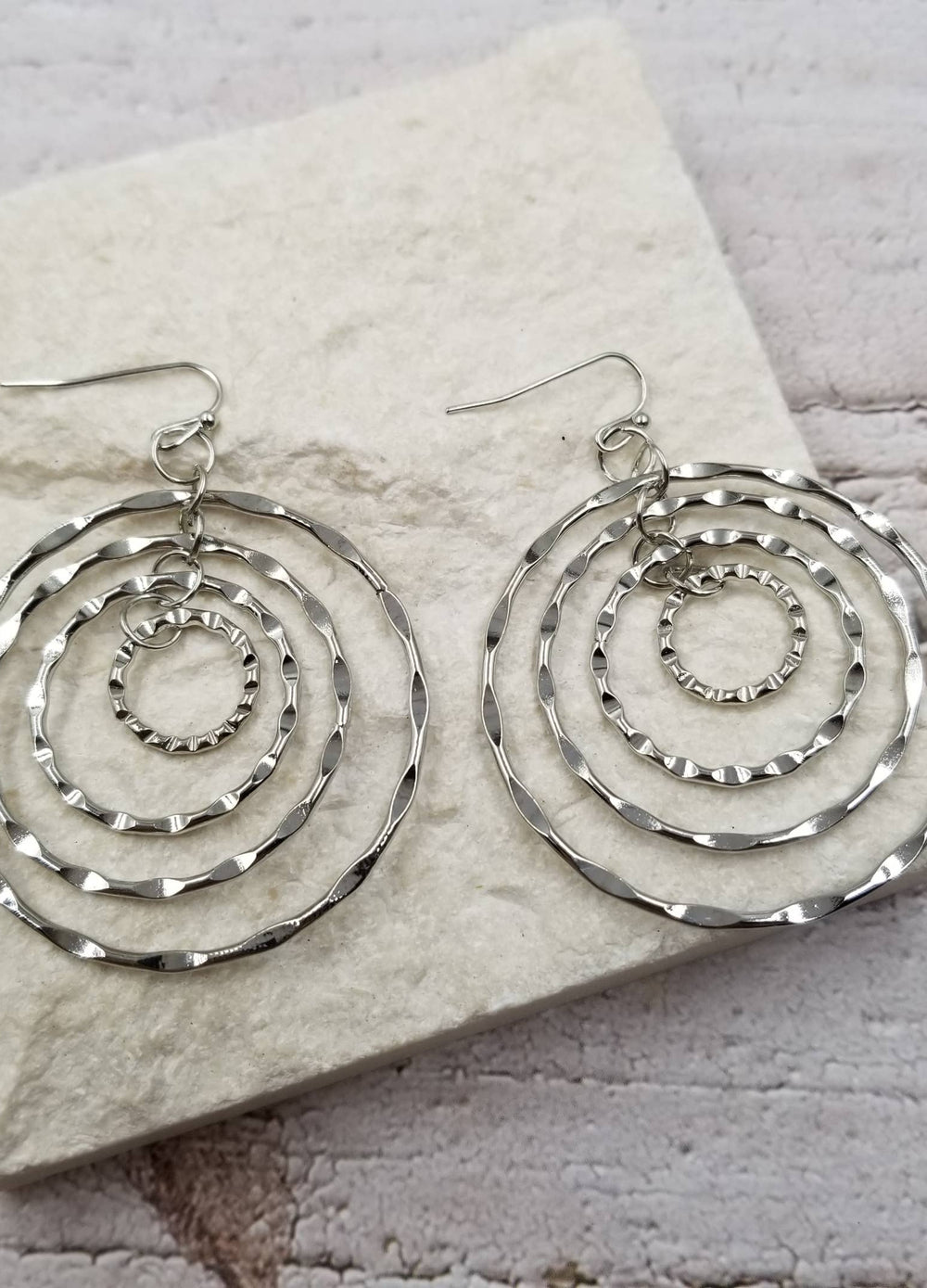 Bohemian Multi-Layered Round Silver Earrings