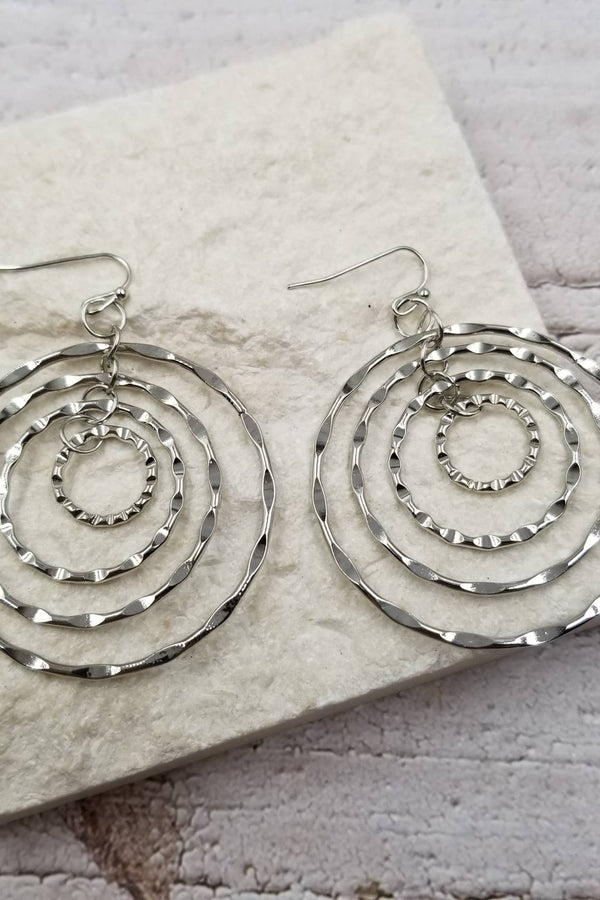 Bohemian Multi-Layered Round Silver Earrings