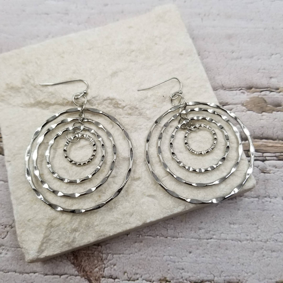 Bohemian Multi-Layered Round Silver Earrings