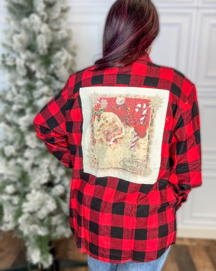 Candy Cane Santa Flannel