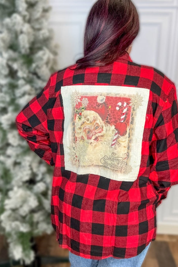 Candy Cane Santa Flannel