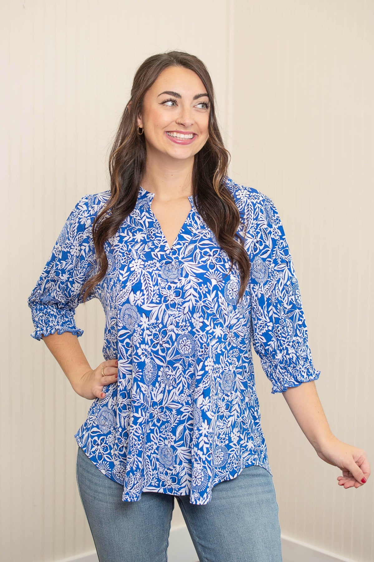 Dear Scarlett Mood Like This Smocked Lizzy Top - Royal Blue
