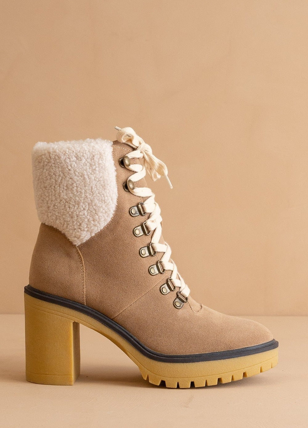 The Madilyn - Platform Shearling Boots- Khaki *Final Sale*