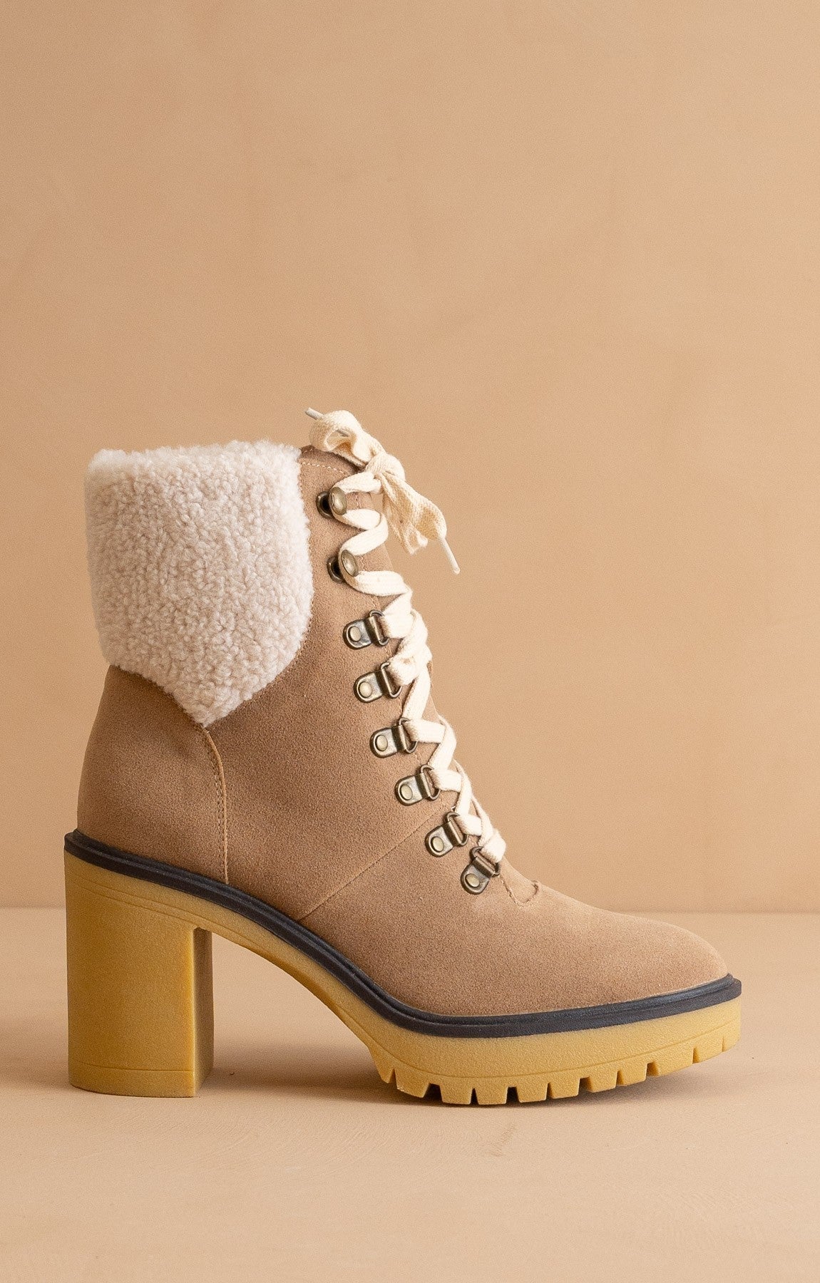 The Madilyn - Platform Shearling Boots- Khaki *Final Sale*
