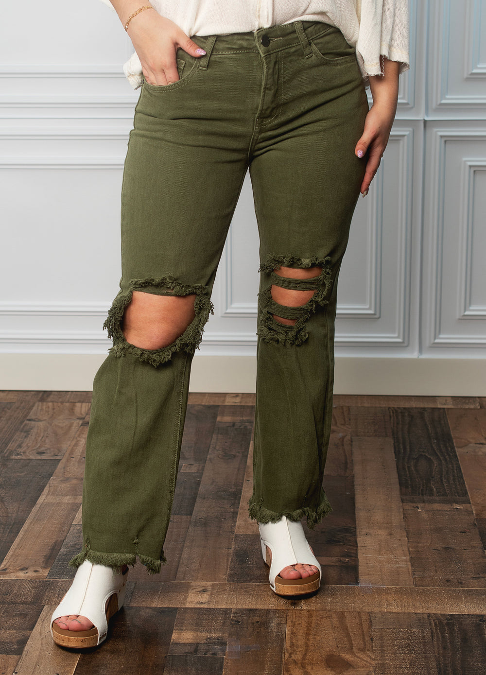 Call Me Maybe High Rise Straight Leg - Moss *Final Sale*