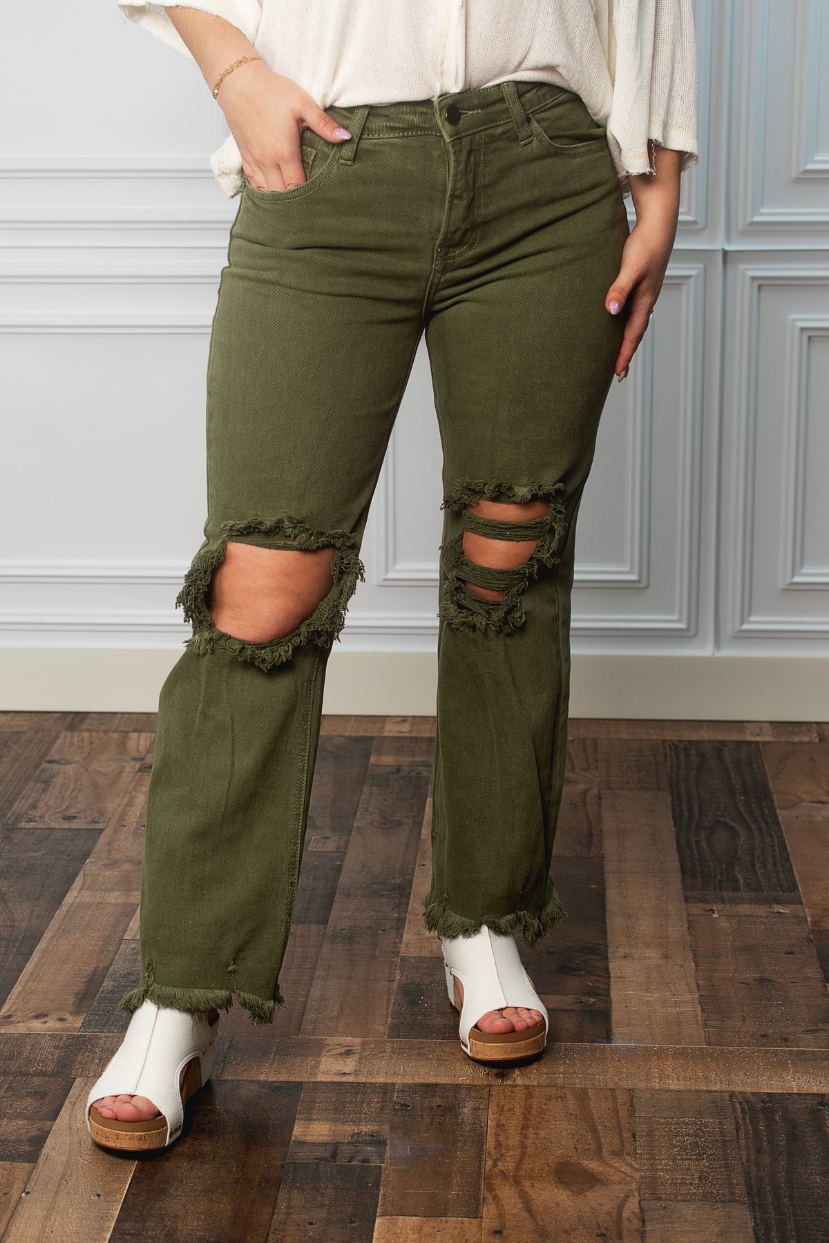 Call Me Maybe High Rise Straight Leg - Moss *Final Sale*